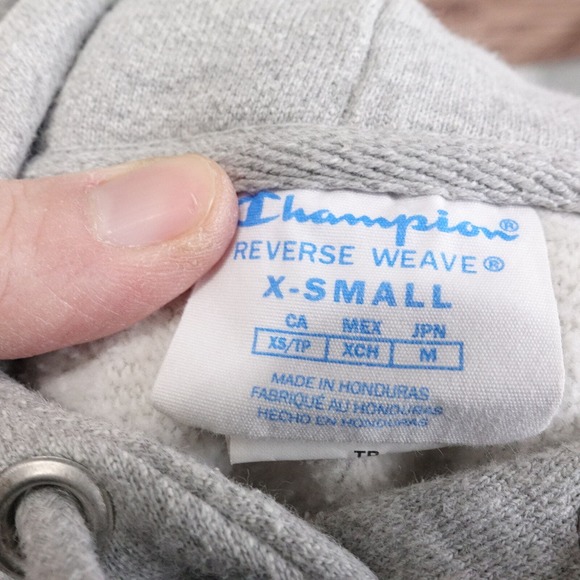 VINTAGE CHAMPION REVERSE WEAVE GREY BLANK HOODIE SIZE XS 00s Y2K - Picture 7 of 7